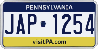 PA license plate JAP1254