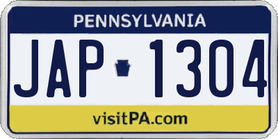 PA license plate JAP1304