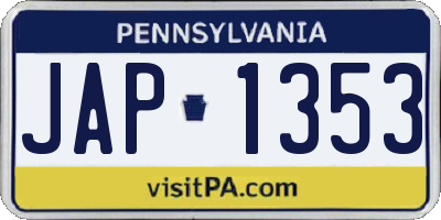 PA license plate JAP1353