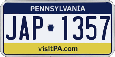 PA license plate JAP1357
