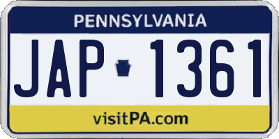 PA license plate JAP1361