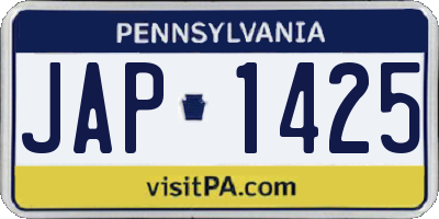 PA license plate JAP1425