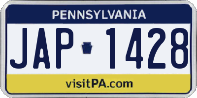 PA license plate JAP1428