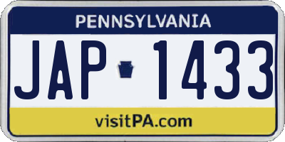 PA license plate JAP1433