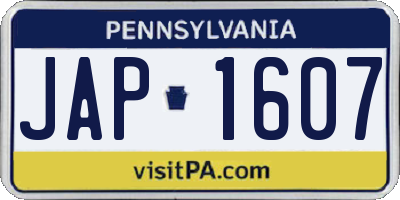 PA license plate JAP1607