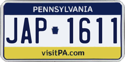PA license plate JAP1611