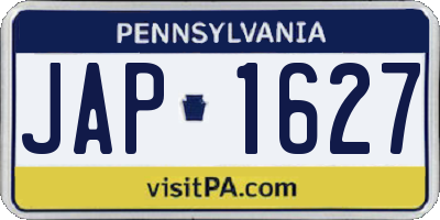 PA license plate JAP1627
