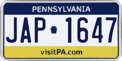 PA license plate JAP1647