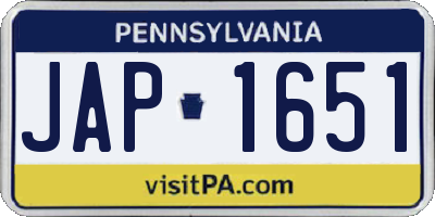 PA license plate JAP1651