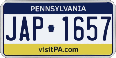 PA license plate JAP1657