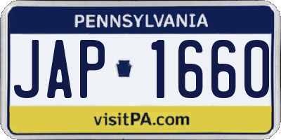 PA license plate JAP1660