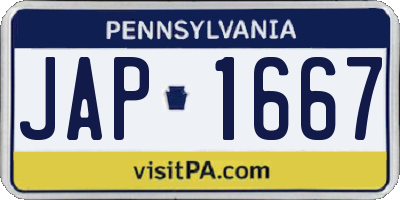 PA license plate JAP1667