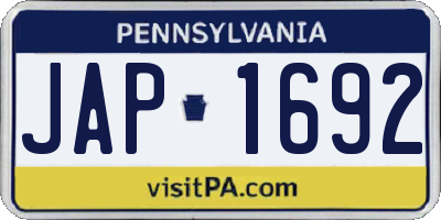 PA license plate JAP1692