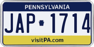PA license plate JAP1714