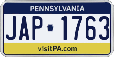 PA license plate JAP1763