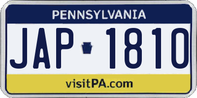 PA license plate JAP1810