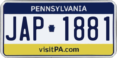 PA license plate JAP1881