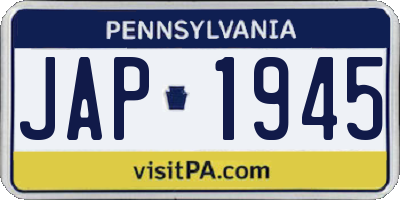 PA license plate JAP1945
