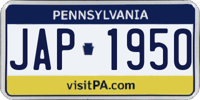 PA license plate JAP1950