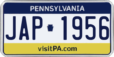 PA license plate JAP1956