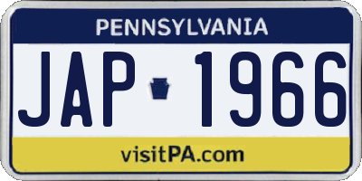 PA license plate JAP1966