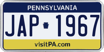 PA license plate JAP1967