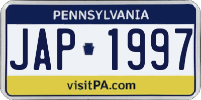 PA license plate JAP1997