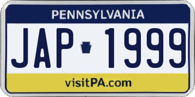 PA license plate JAP1999