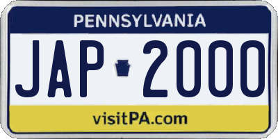 PA license plate JAP2000