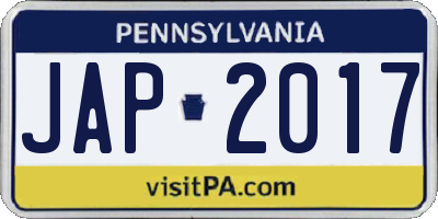 PA license plate JAP2017