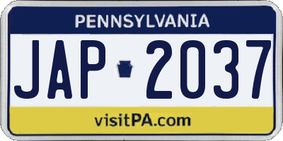 PA license plate JAP2037
