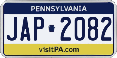 PA license plate JAP2082