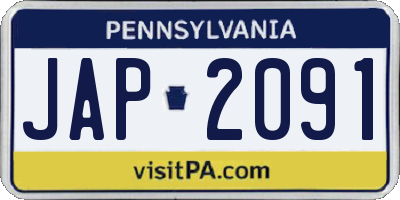 PA license plate JAP2091