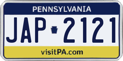 PA license plate JAP2121