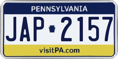PA license plate JAP2157