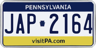 PA license plate JAP2164