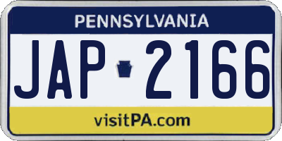 PA license plate JAP2166