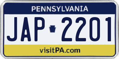 PA license plate JAP2201