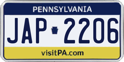 PA license plate JAP2206