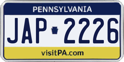 PA license plate JAP2226