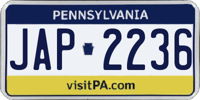 PA license plate JAP2236