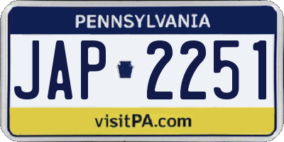 PA license plate JAP2251