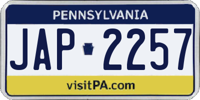 PA license plate JAP2257