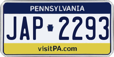 PA license plate JAP2293