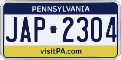 PA license plate JAP2304
