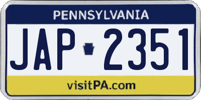 PA license plate JAP2351