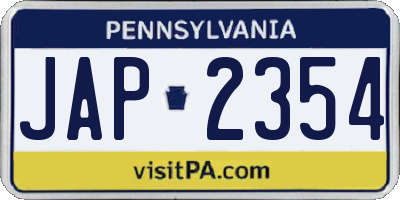 PA license plate JAP2354
