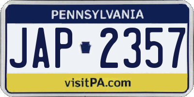 PA license plate JAP2357