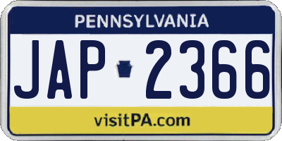 PA license plate JAP2366