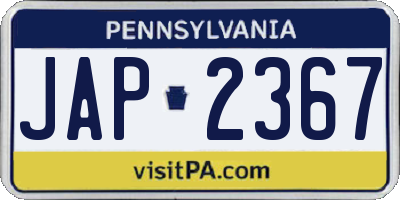 PA license plate JAP2367